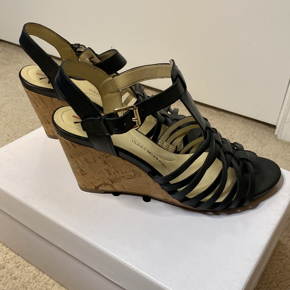 Isaac Mizrahi Wedged Leather Sandals - Picture 4 of 8